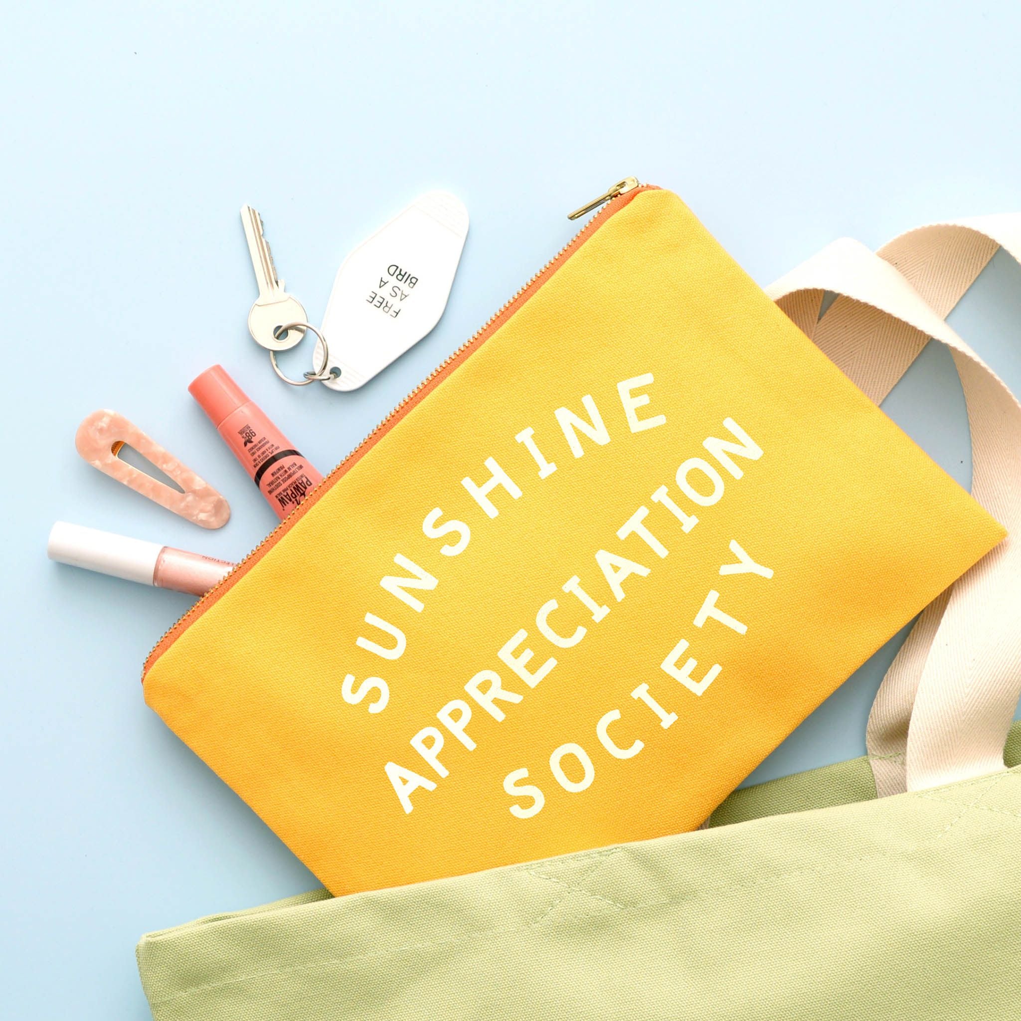 ZIP POUCH SUNSHINE APPRECIATION SOCIETY YELLOW