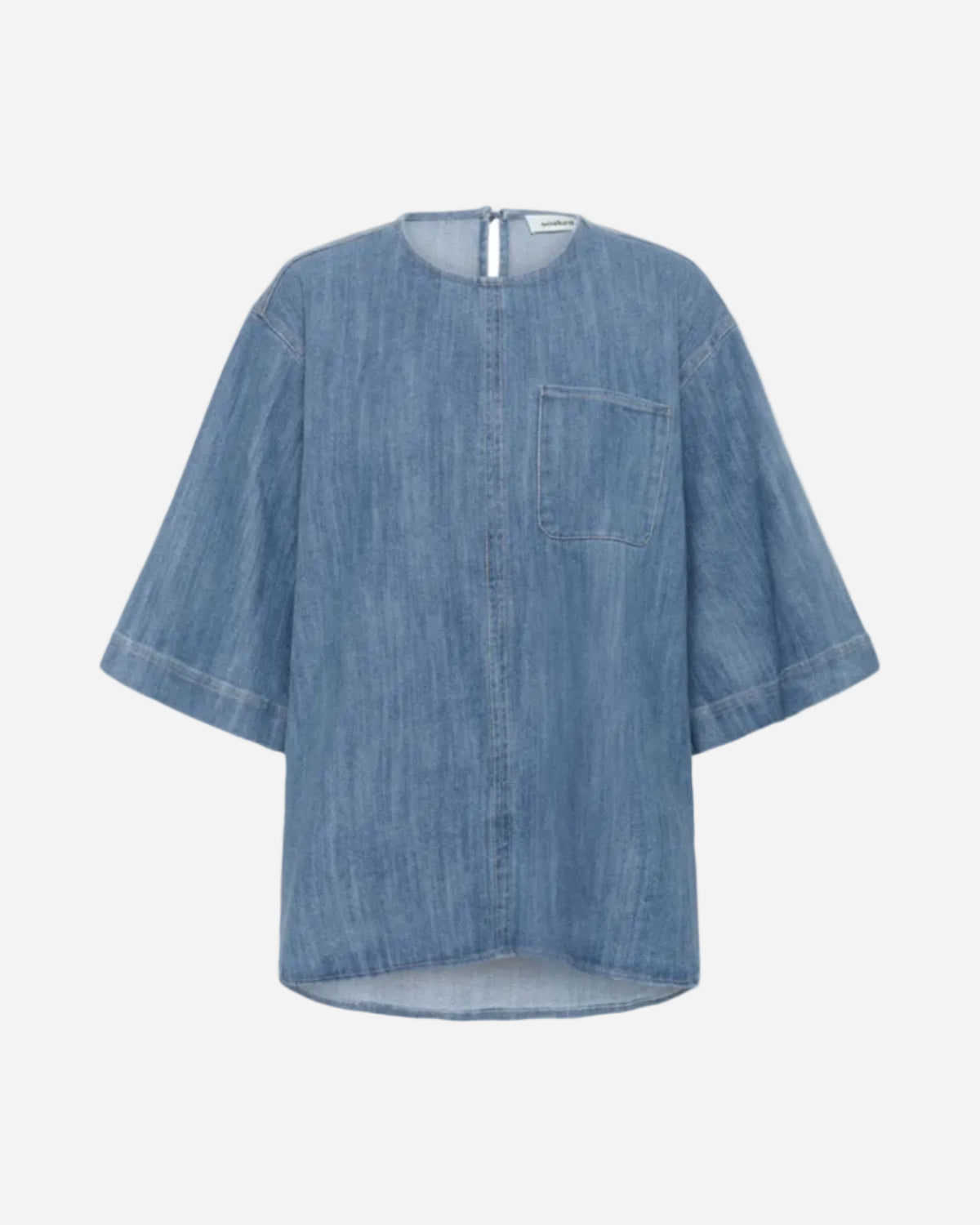 Blue denim blouse on a white background