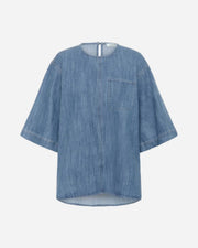 Blue denim blouse on a white background