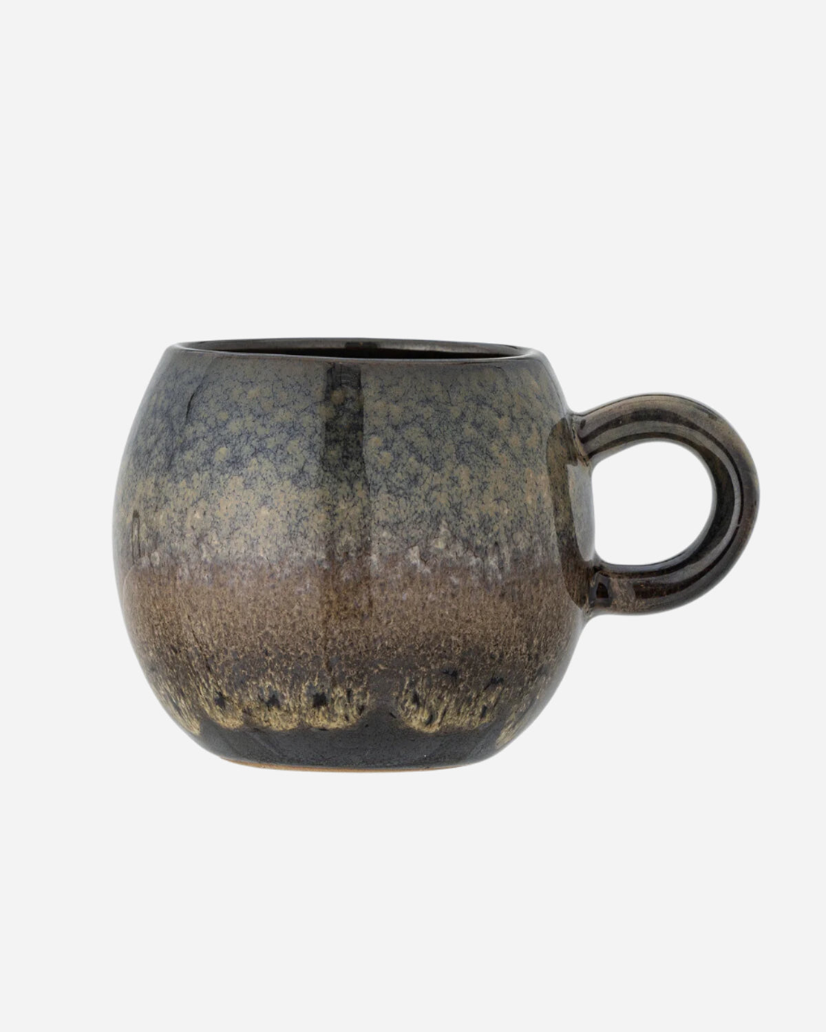 Brown glazed rounded coffee cup