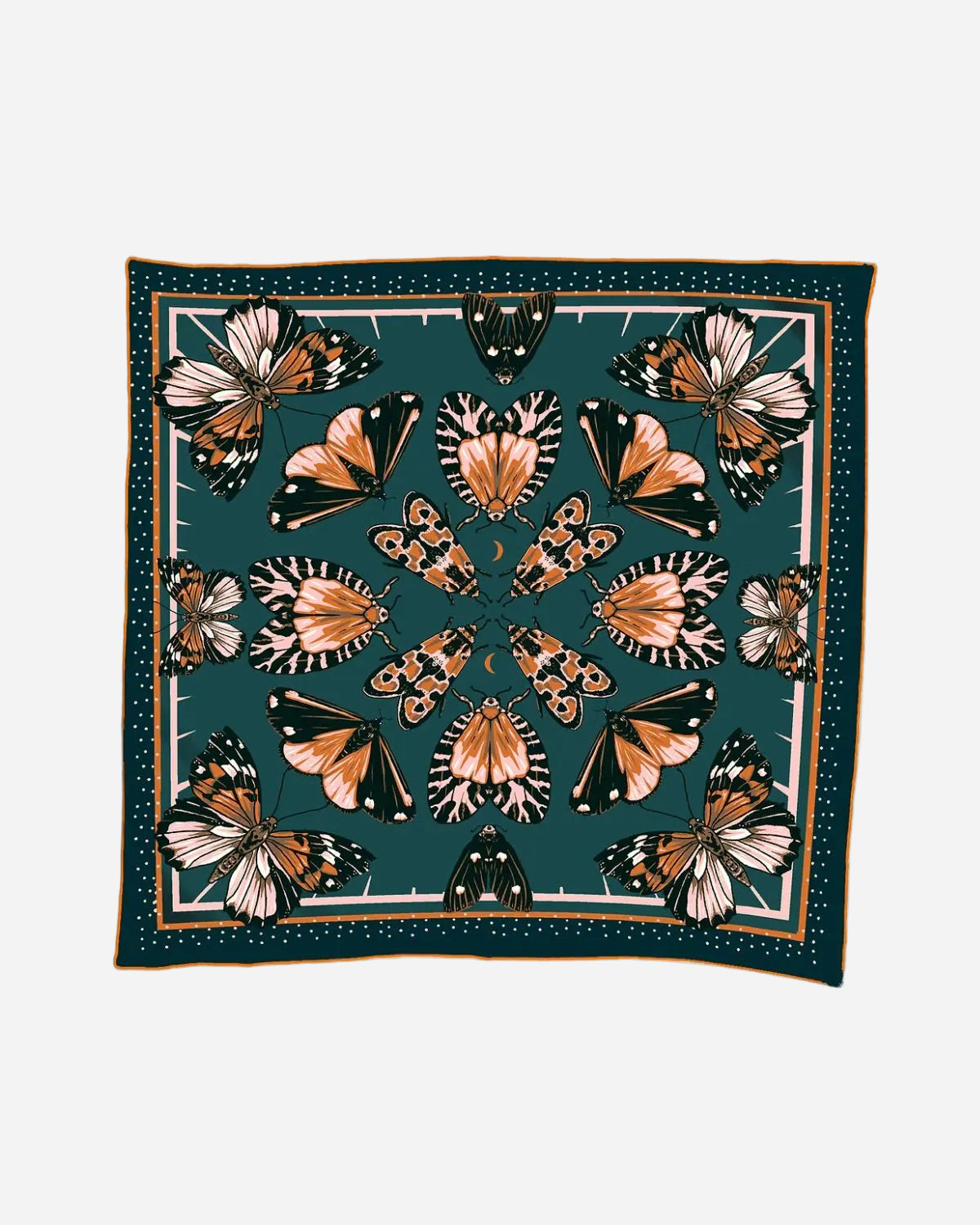 Butterfly patterned fabric square on a white background