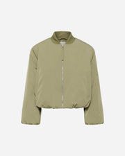 Green bomber jacket on a white background