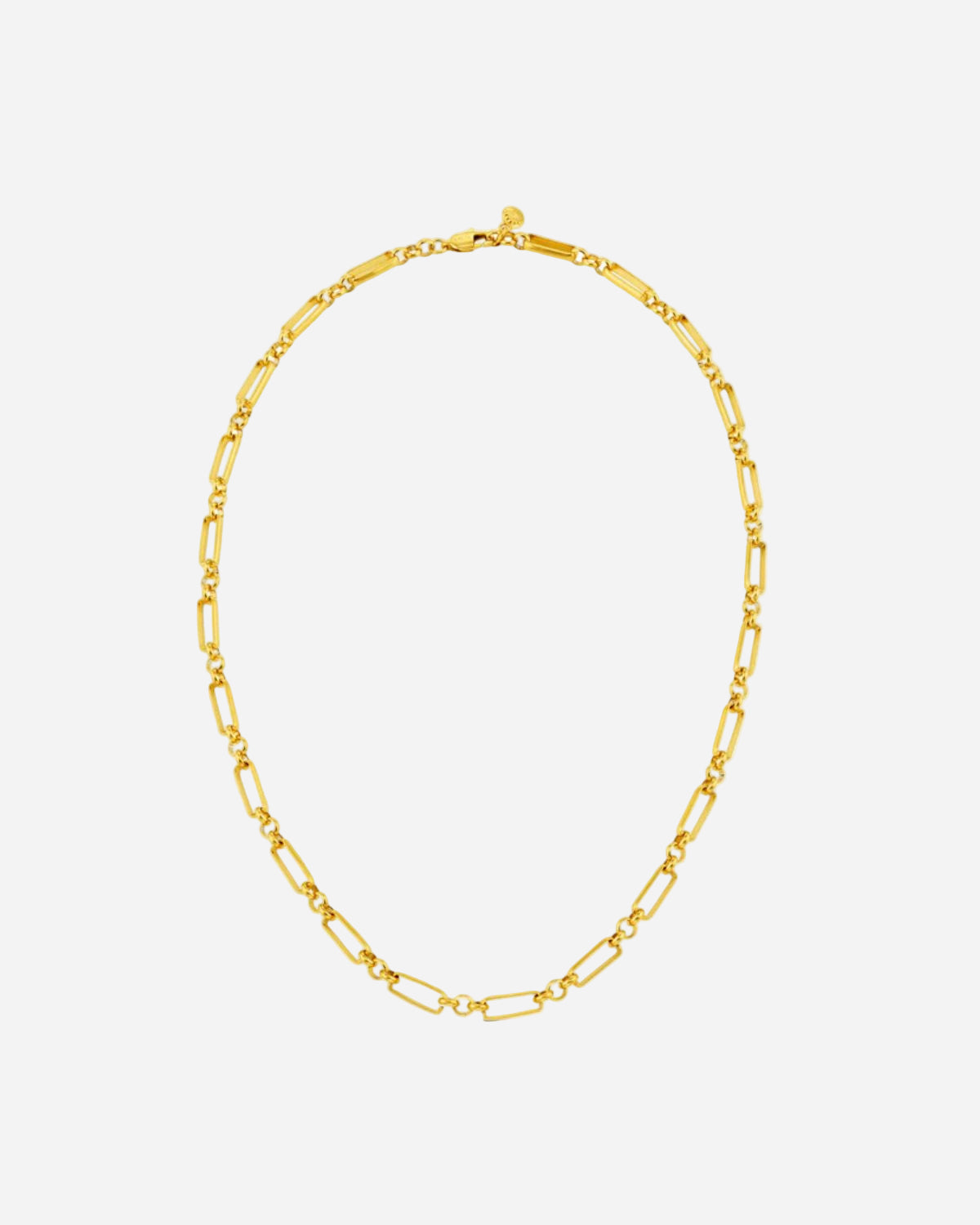 Gold chain necklace on a white background