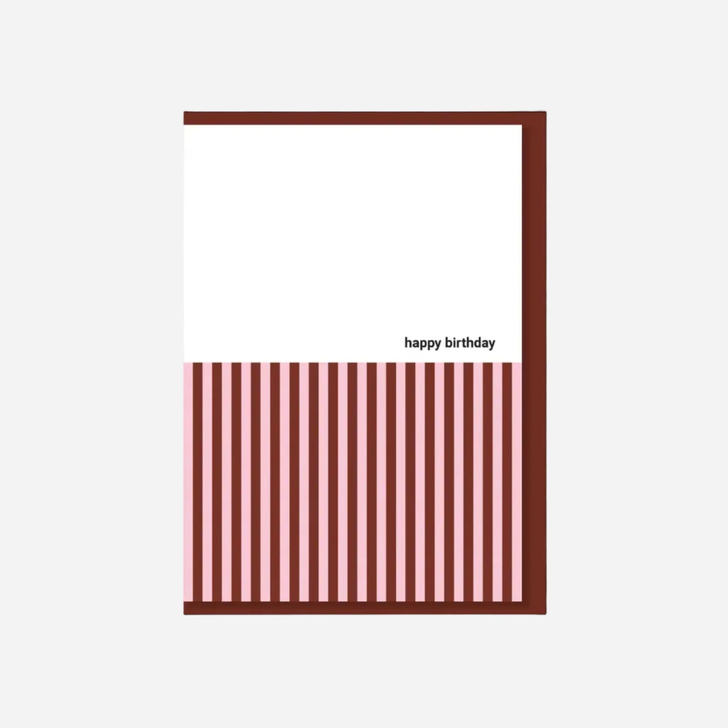  'happy birthday' card red vertical stripes on a white background