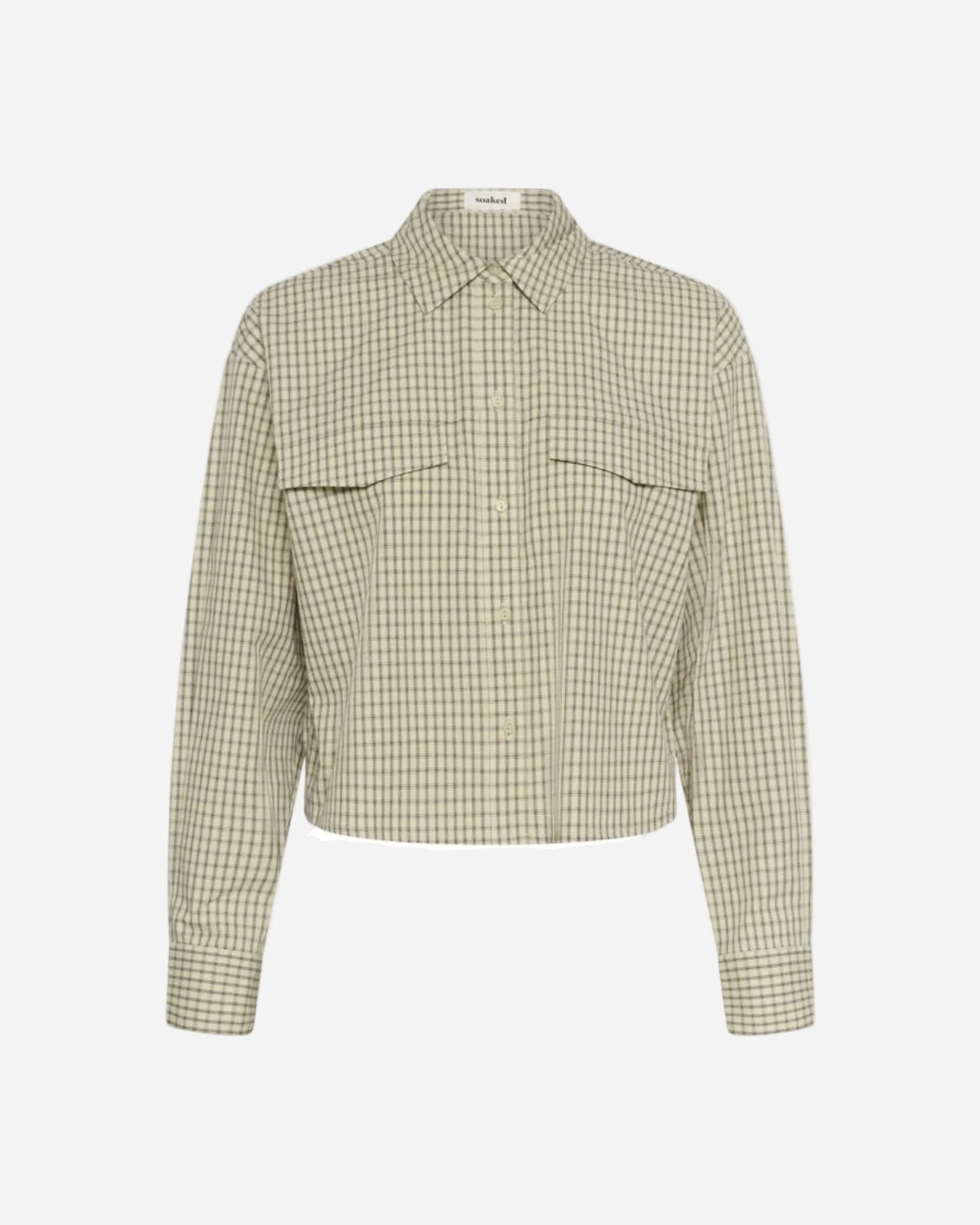 Green and white checkered shirt on a white background