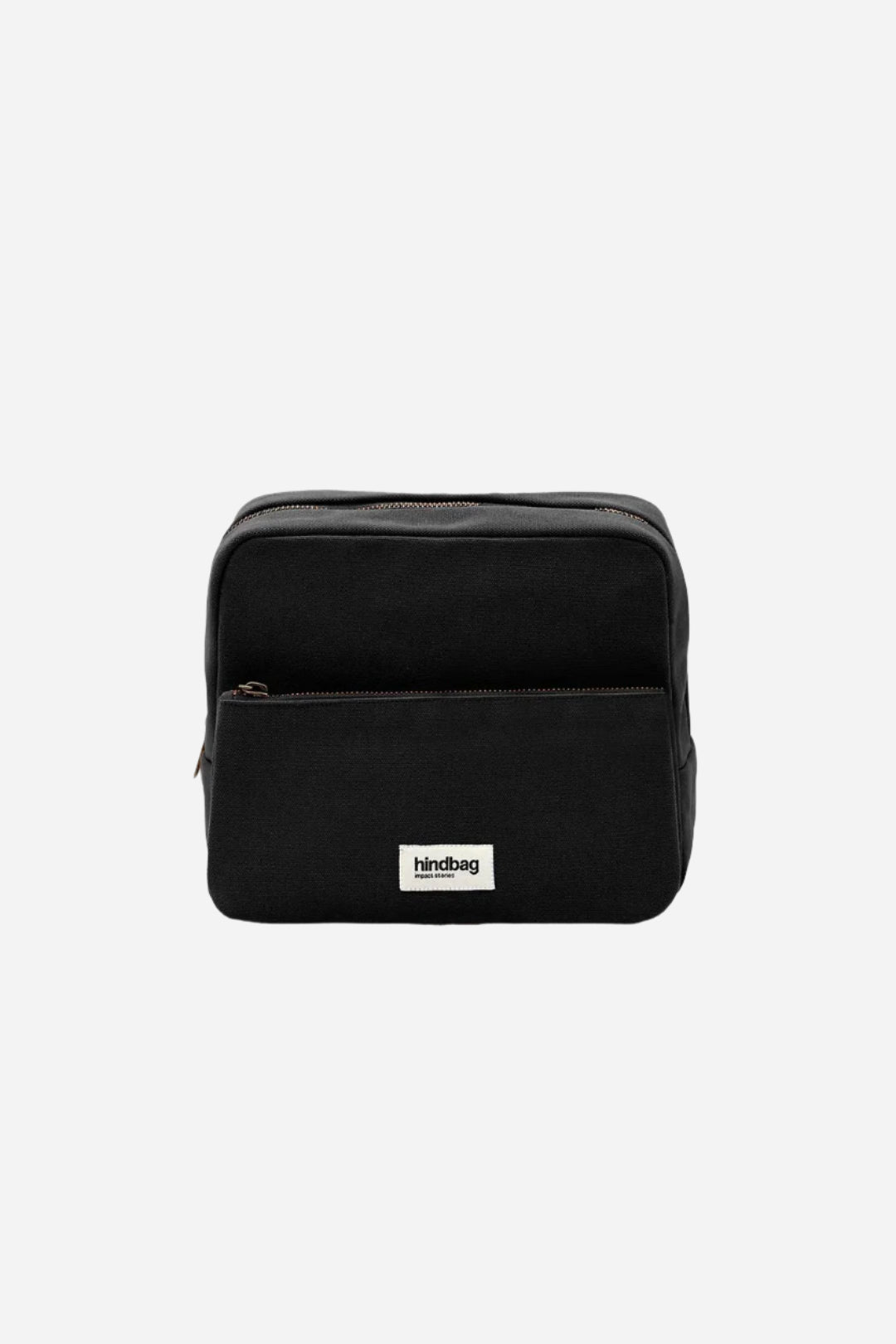 Black canvas toiletry bag with zip