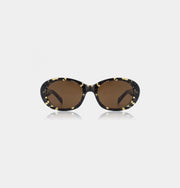 Oversized sunglasses with black and yellow tortoiseshell frames