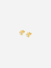 A pair of gold-colored star-shaped stud earrings with a central cubic zirconia
