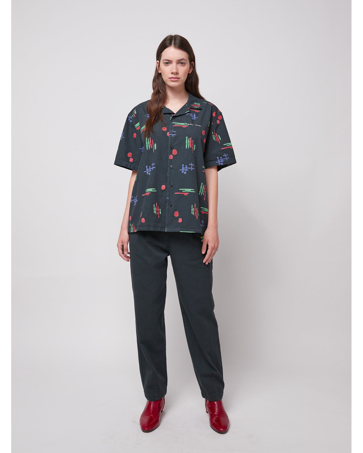MULTI PRINT UNISEX SHIRT DARK GREY