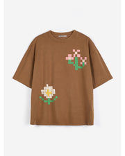 PIXEL FLOWERS OVERSIZE T-SHIRT