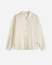OFF WHITE shirt with a FLOWER EMBROIDERY logo on a white background