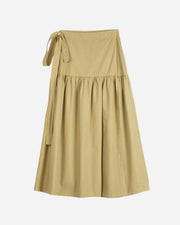 KHAKI wrap skirt on a white background