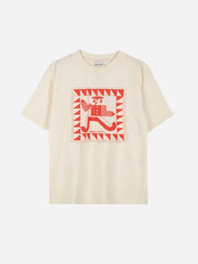 OFF WHITE TEE WITH RED ILLUSTRAION