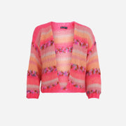 Pink and peach stripe open cardigan