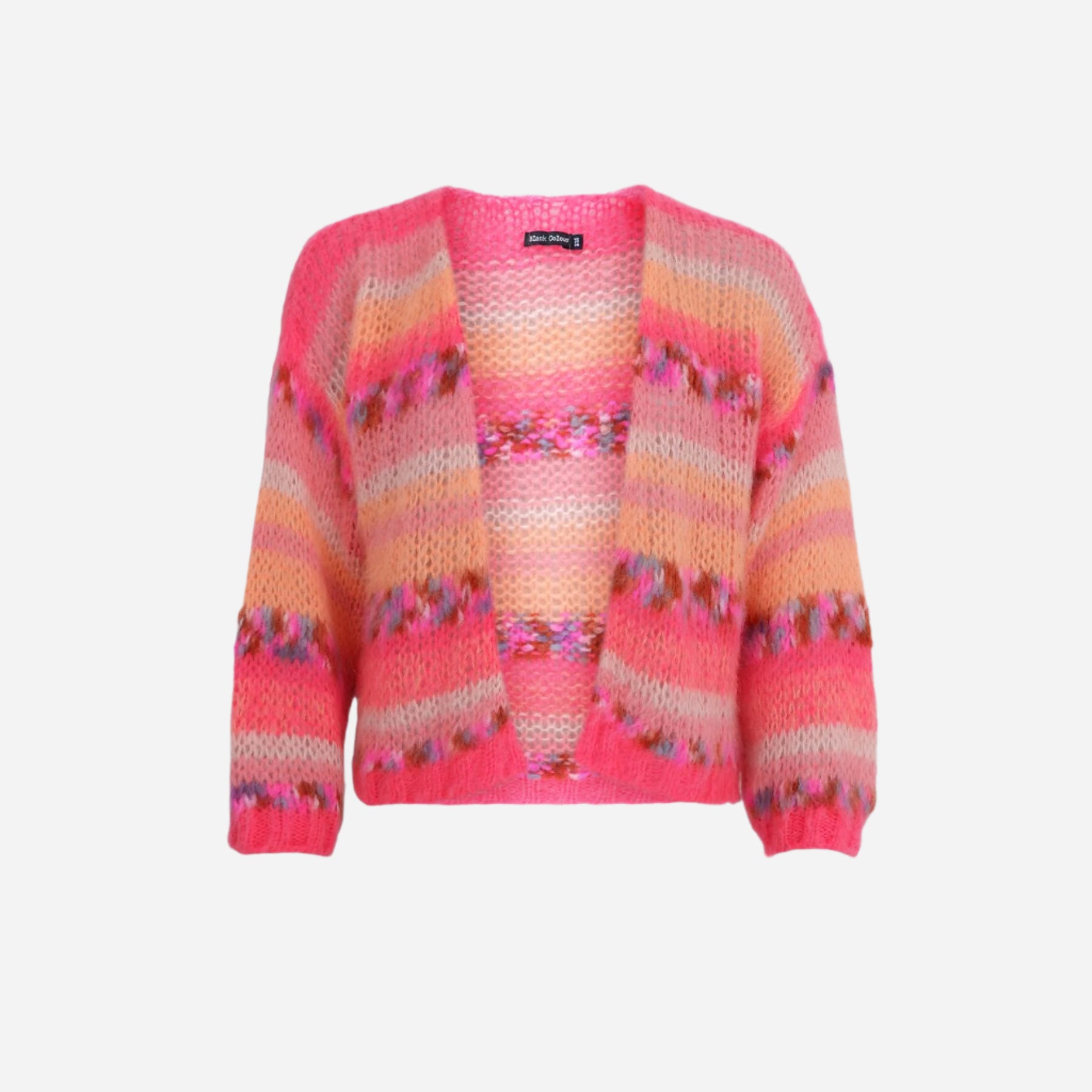 Pink and peach stripe open cardigan