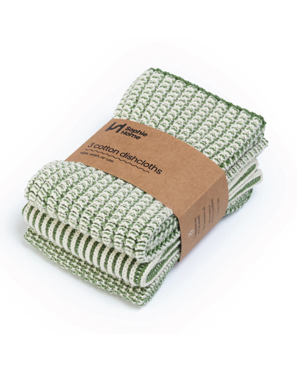 REUSABLE TEXTURED DISHCLOTHS GREEN