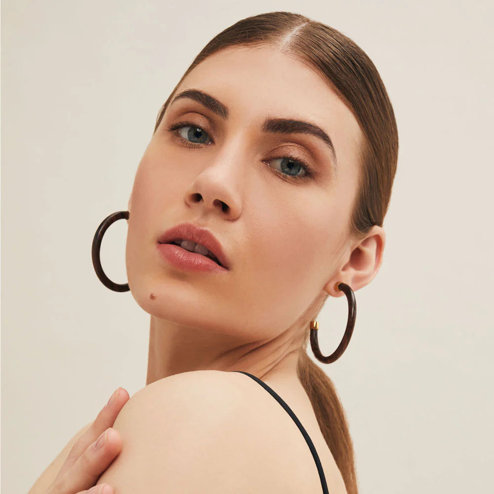 ROSEWOOD SLIM HOOP EARRING