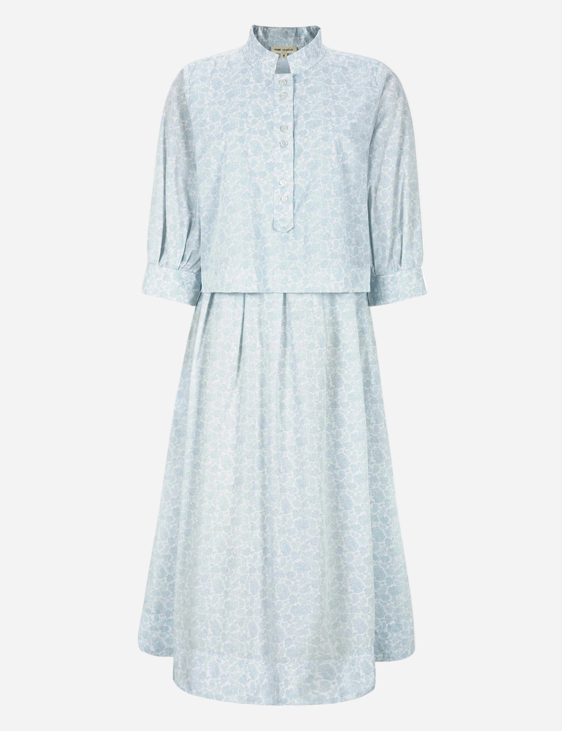 Light blue dress with a white background