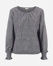 Gray long-sleeve blouse on a white background