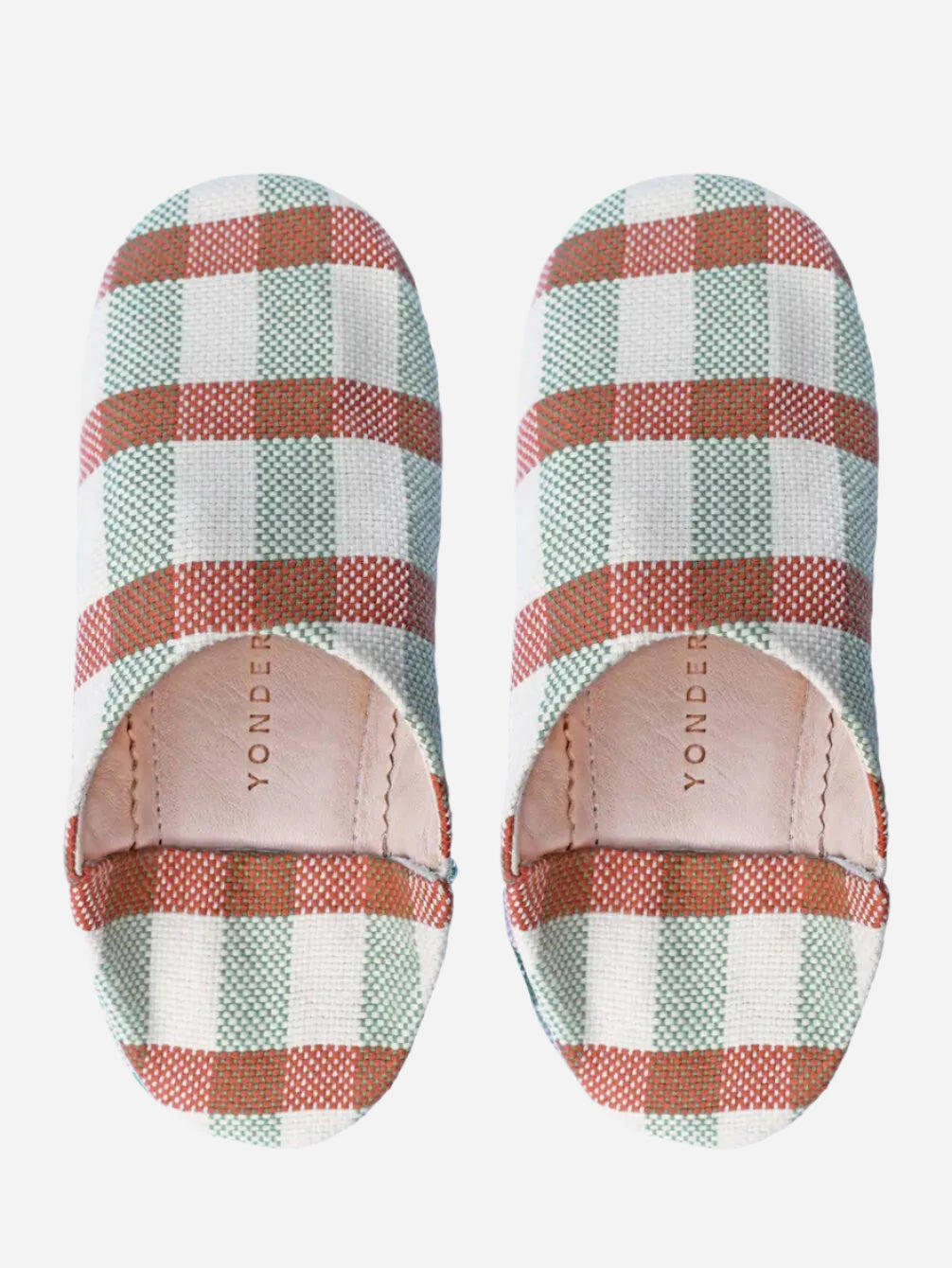 Green, White and toffee brown woven house slippers