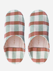 Green, White and toffee brown woven house slippers