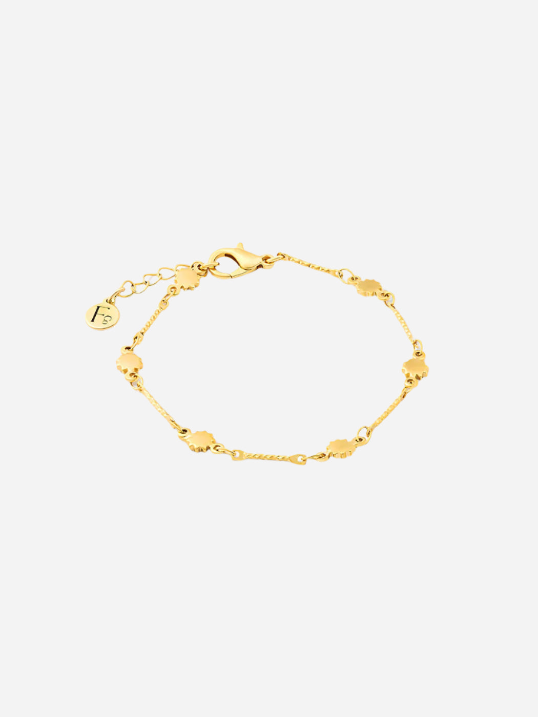 Gold bracelet on a white background