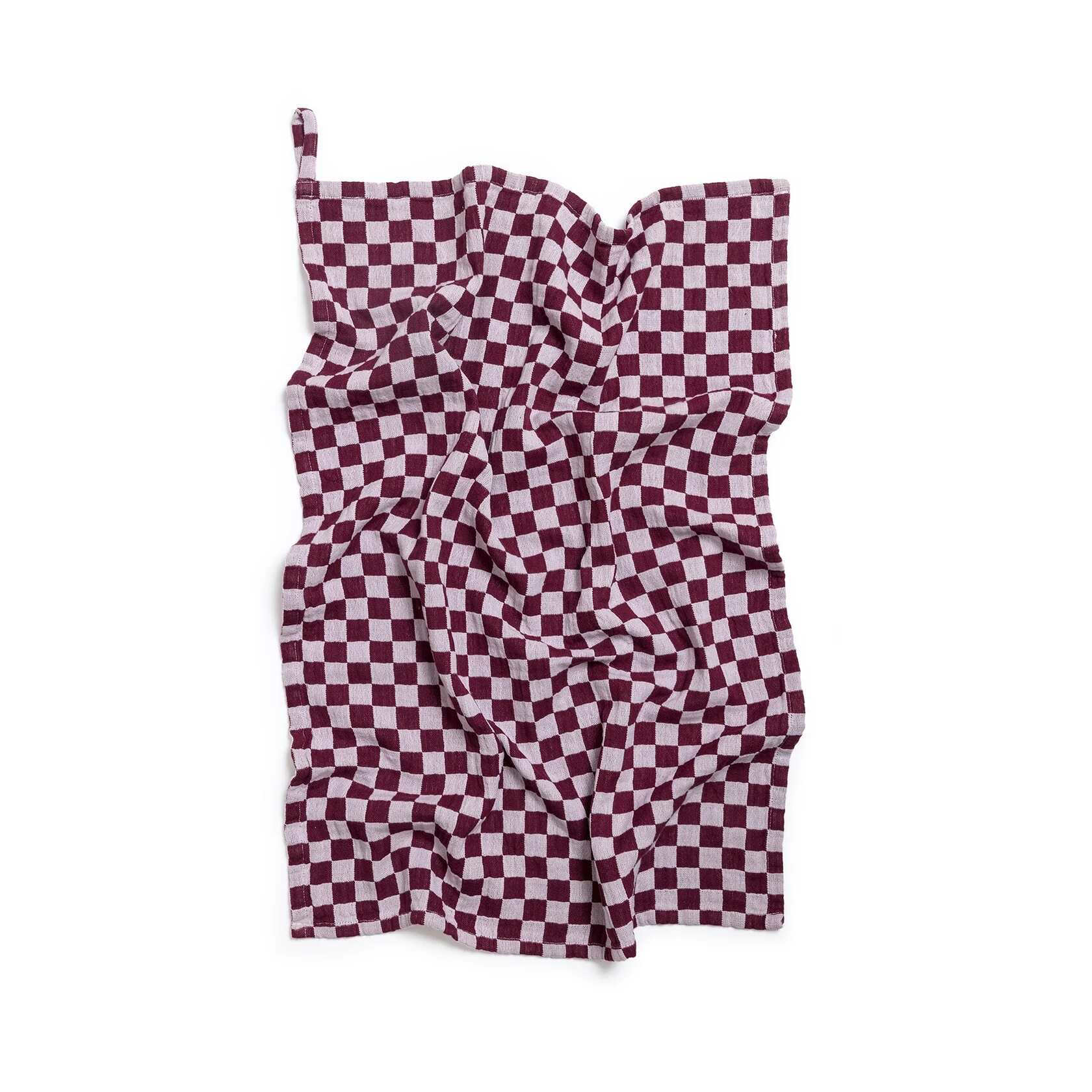COTTON HAND TOWEL BURGUNDY CHECK