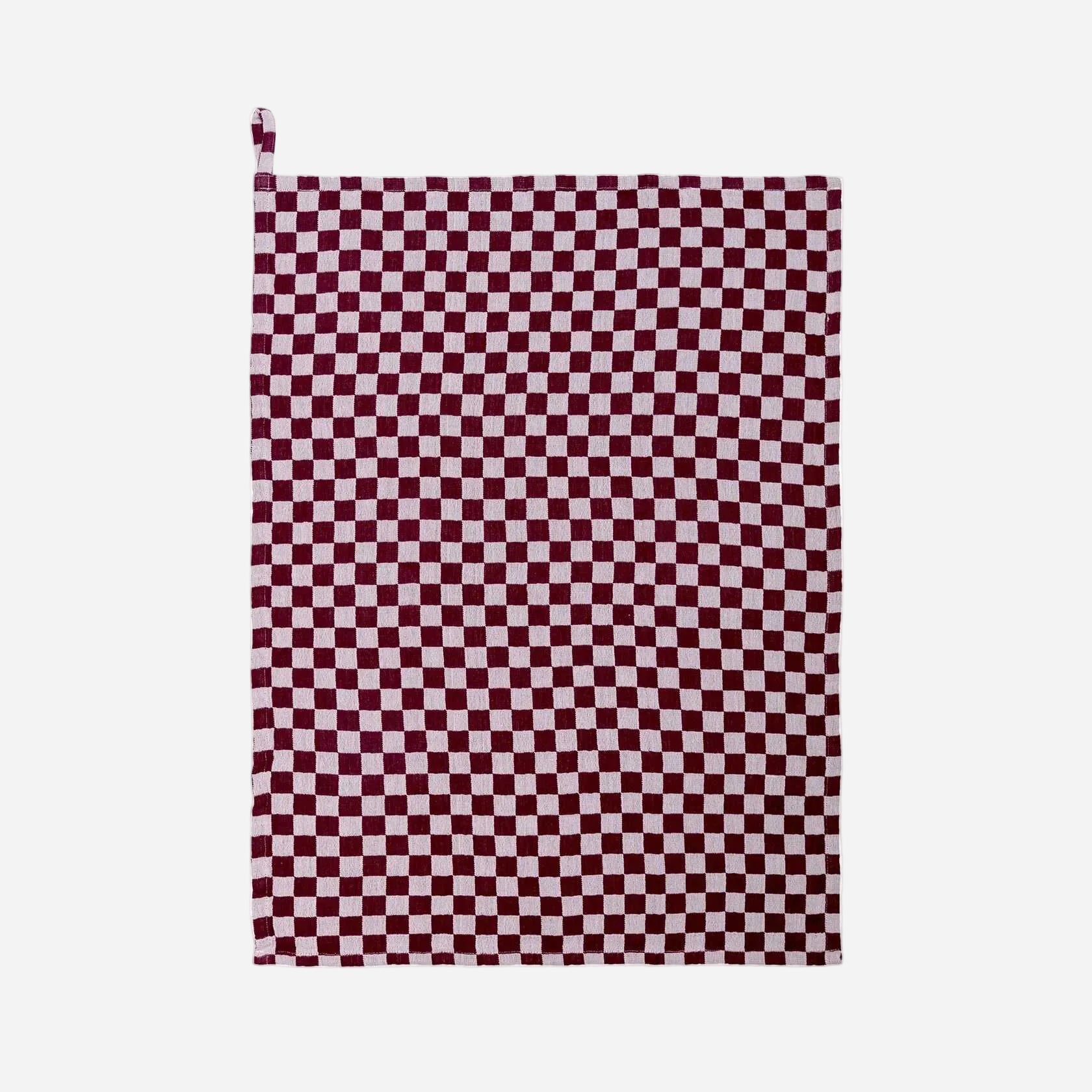 Red and white checkered bag on a white background