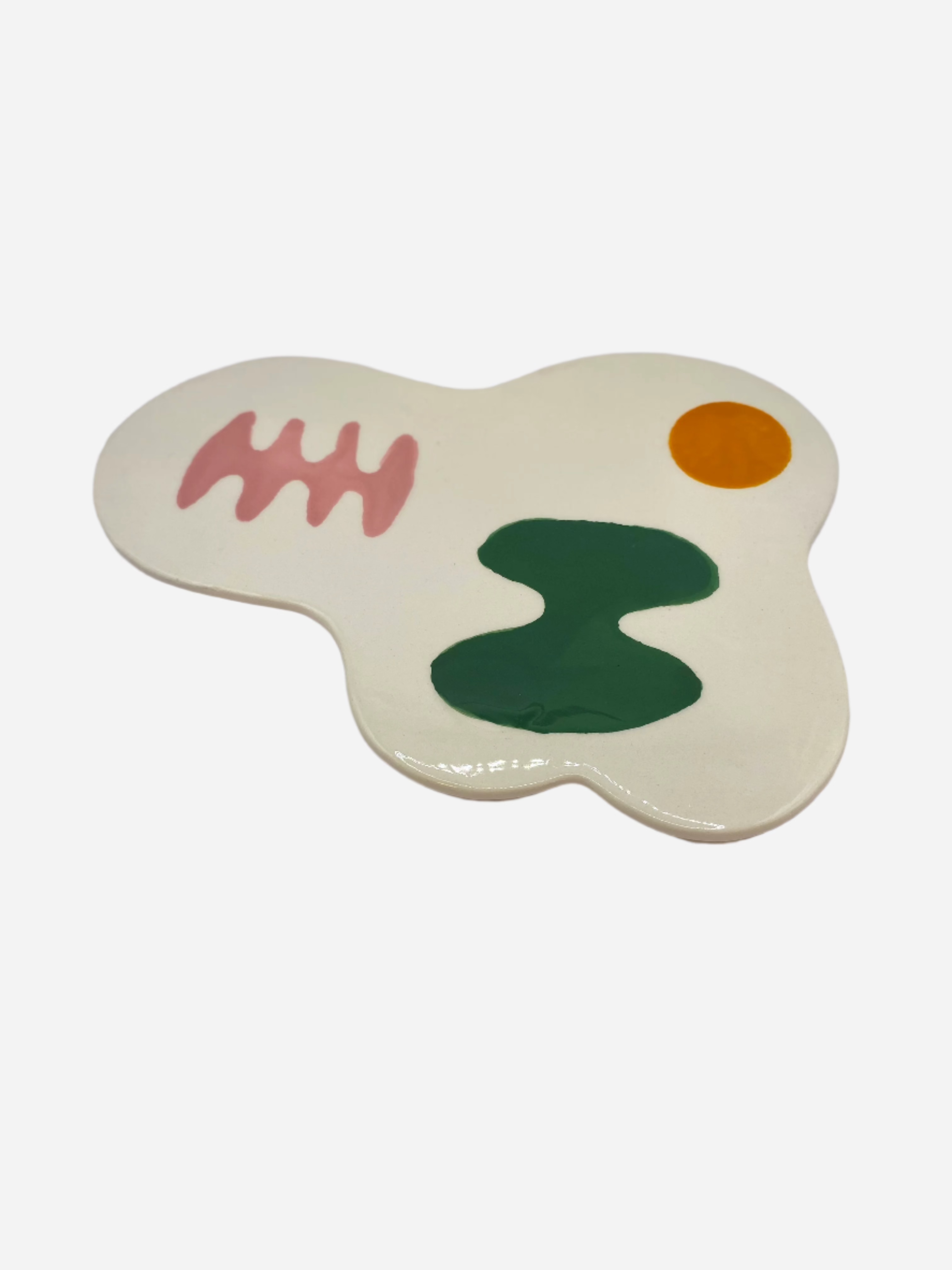 Abstract piece with colorful shapes on a white background