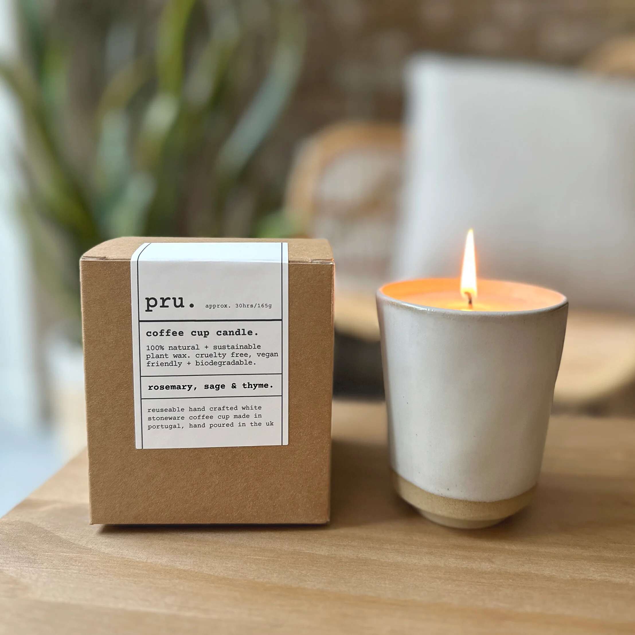 COFFEE CUP CANDLE IVORY - ROSEMARY, SAGE + THYME