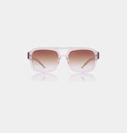 Pink aviator style sunglasses with pink lenses