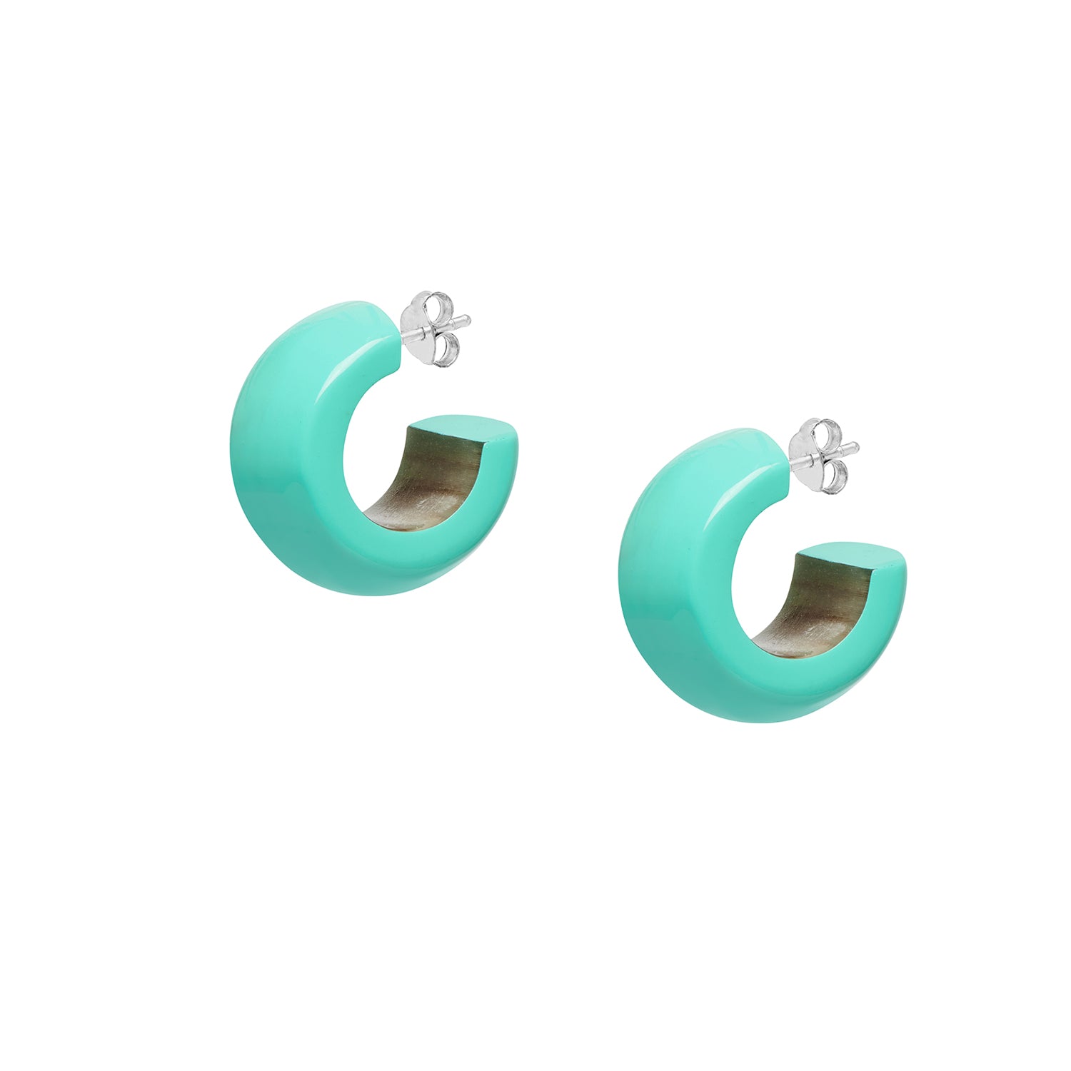 SMALL AQUAMARINE ROUNDED HOOP EARRINGS