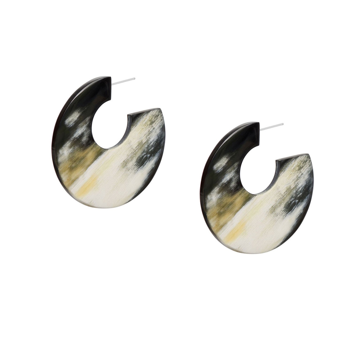 BLACK NATURAL LARGE FLAT HOOP EARRING