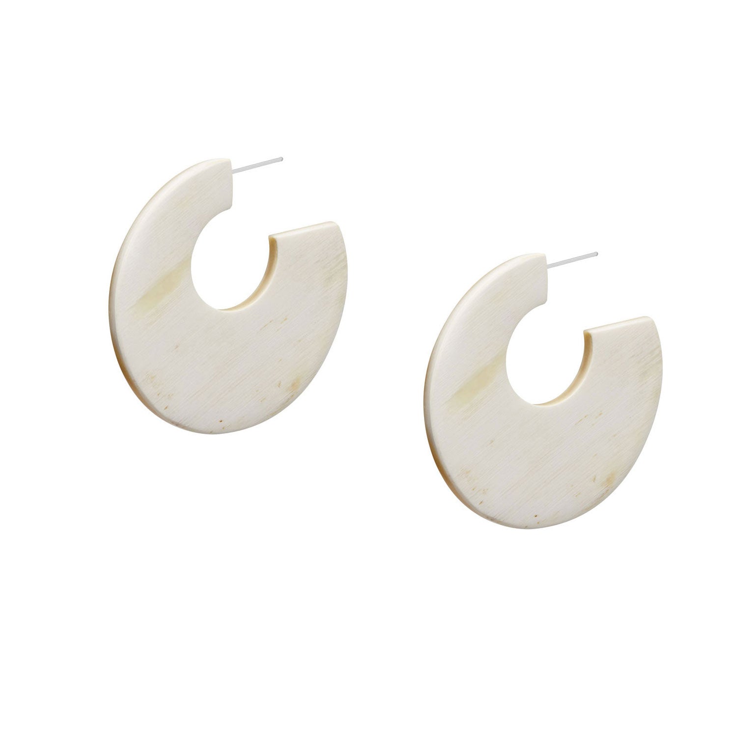 LARGE FLAT WHITE NATURAL HOOP EARRING