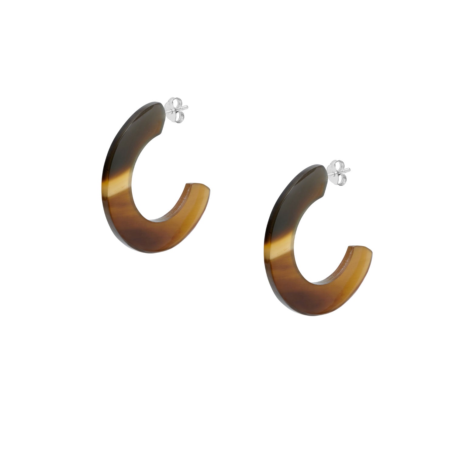 BROWN NATURAL FLAT HOOP EARRING