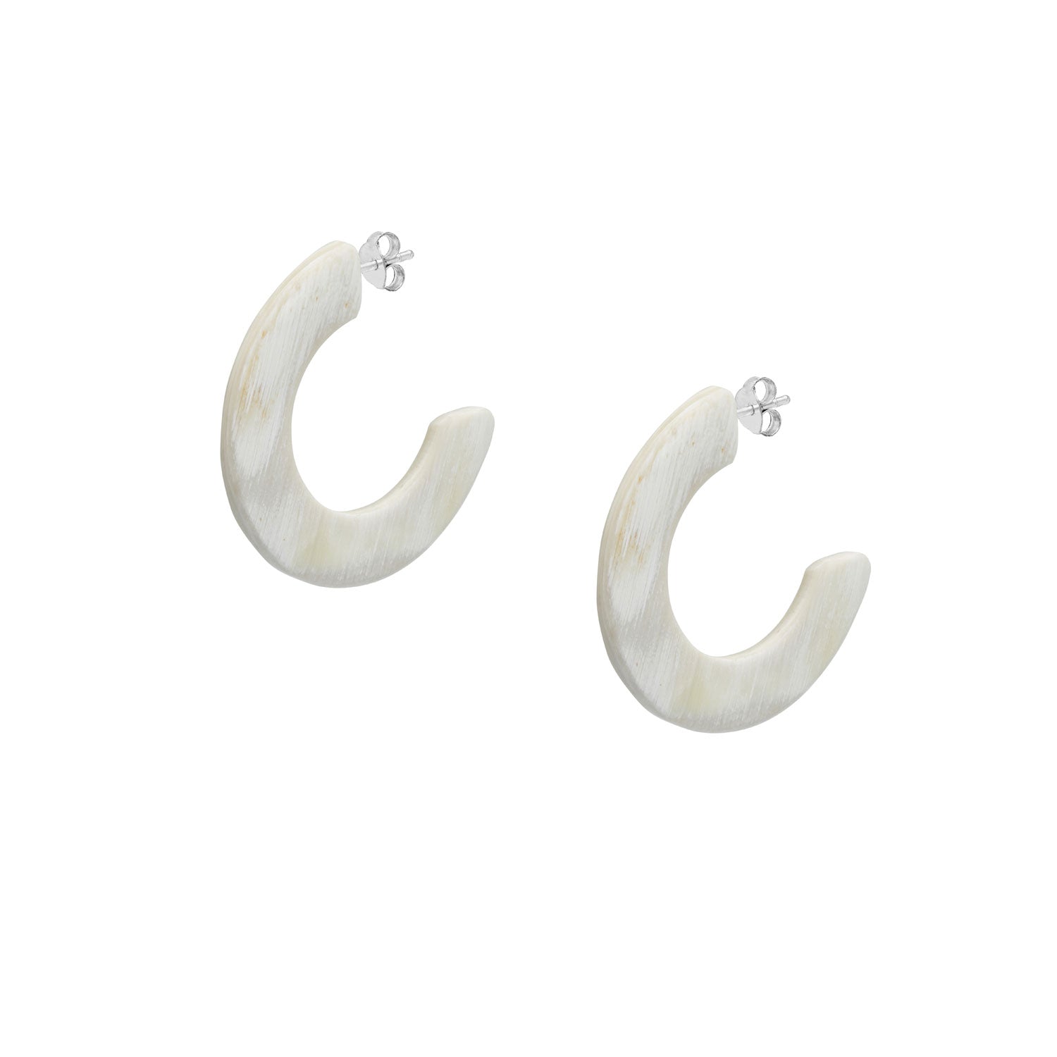 WHITE NATURAL FLAT HOOP EARRING