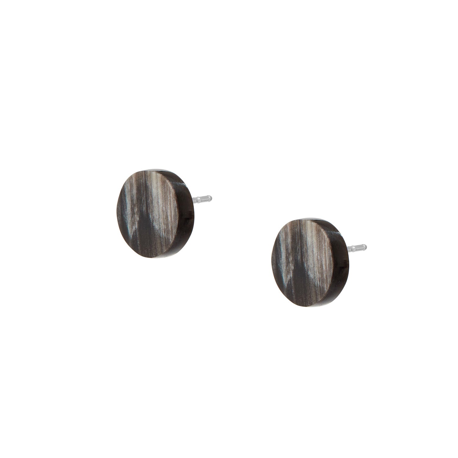 BLACK NATURAL SMALL ROUND STUD EARRING