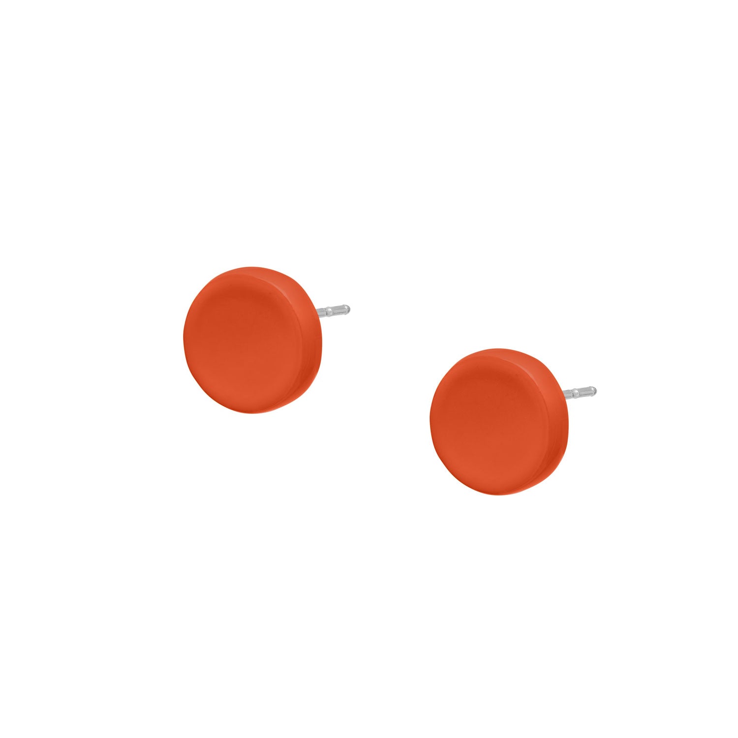 ORANGE LACQUERED SMALL ROUND STUD EARRING
