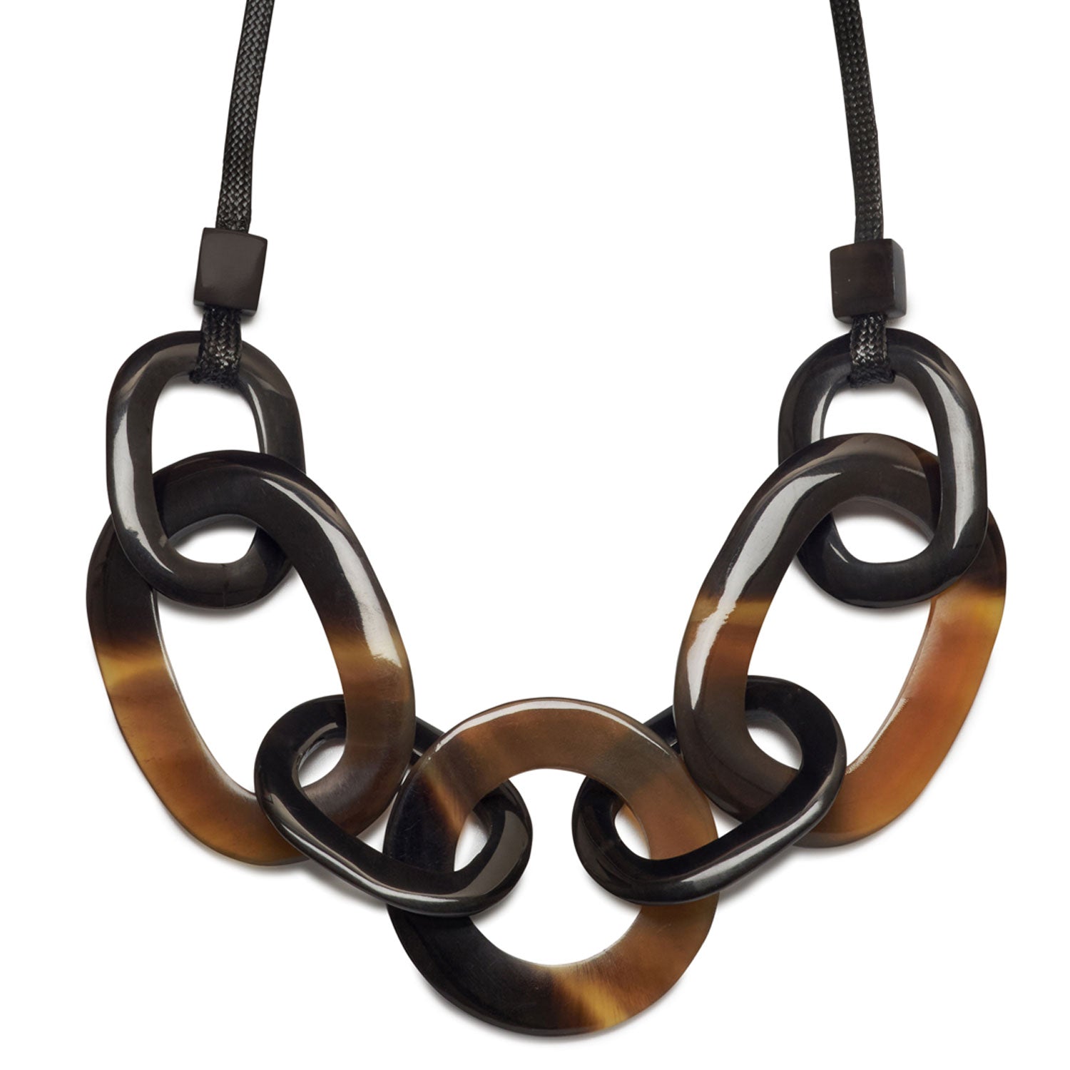 BROWN NATURAL HORN LINK CORD NECKLACE
