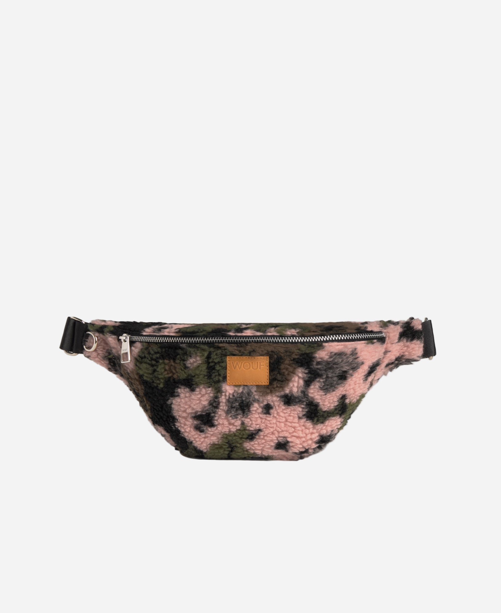Tie-dye patterned waist bag on a white background