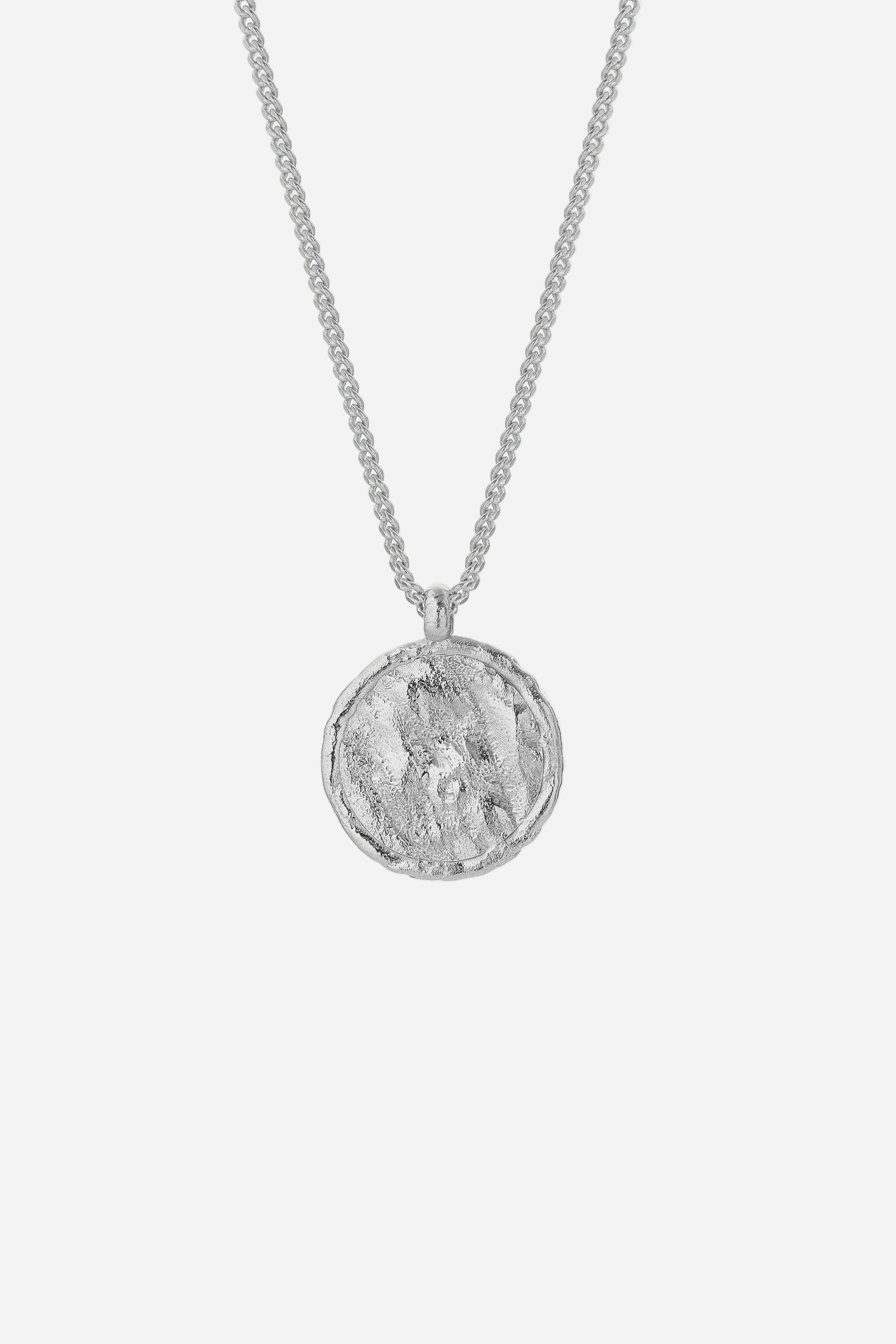 SILVER TEXTURED PENDANT NECKLACE