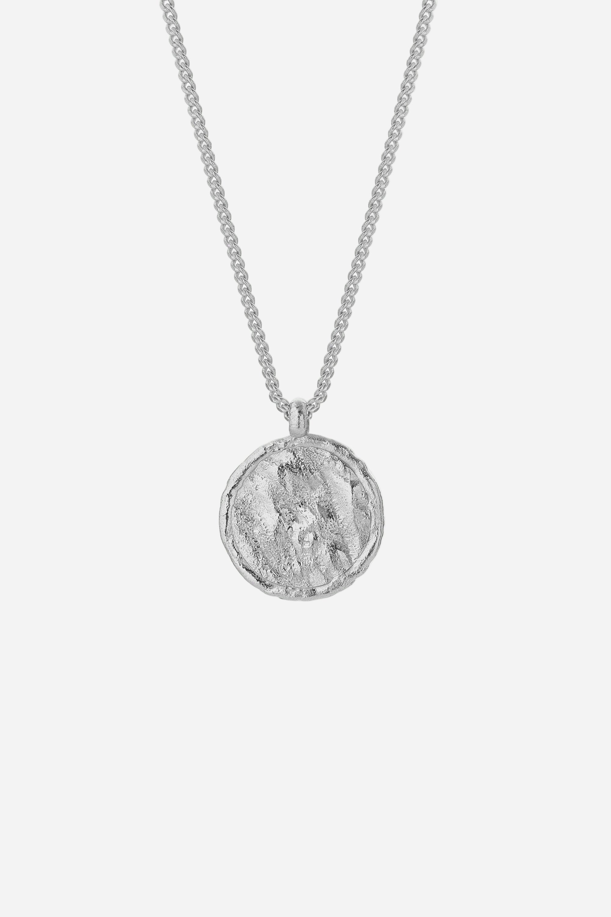 SILVER TEXTURED PENDANT NECKLACE
