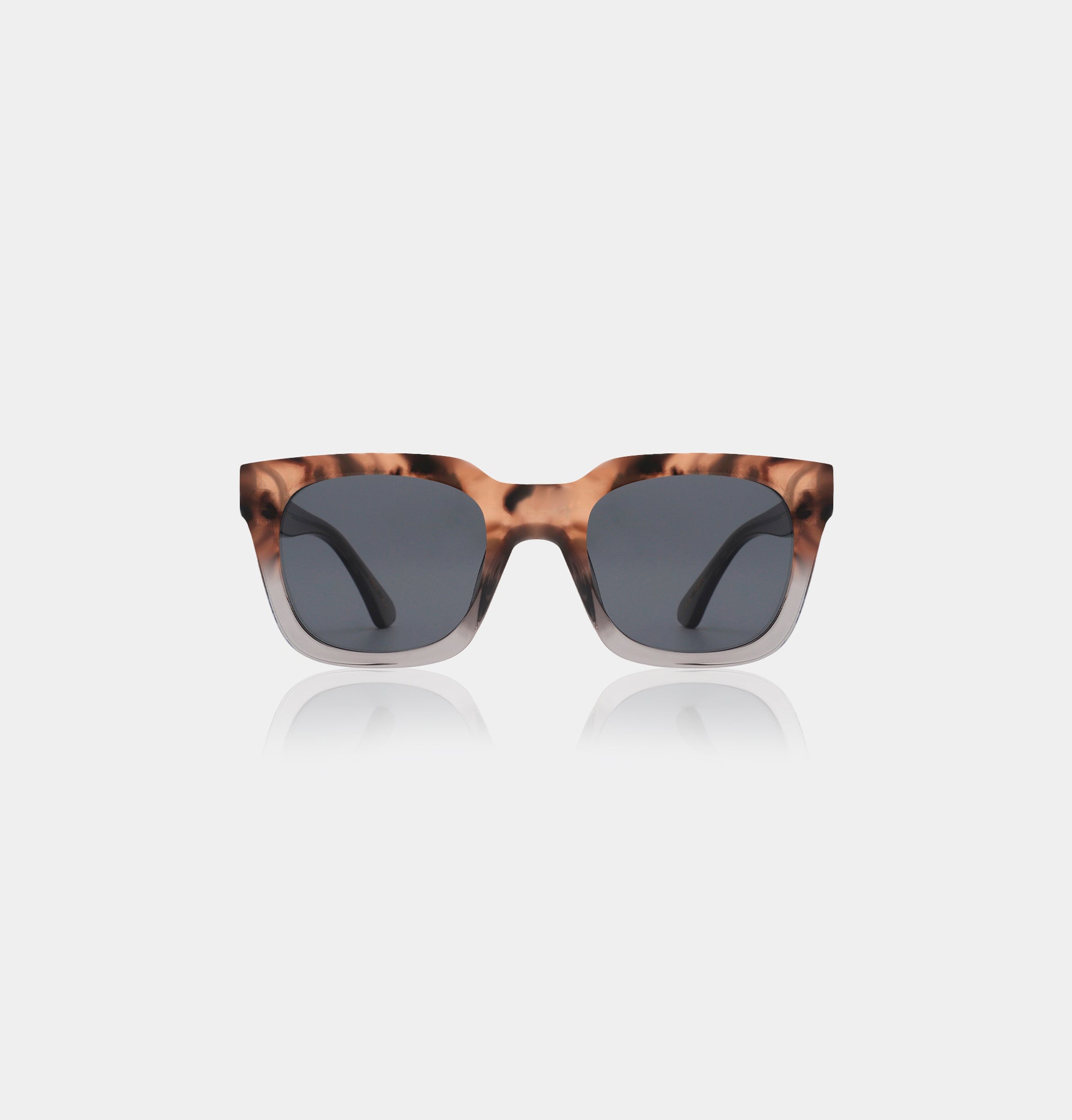 Square frame sunglasses in two tone tortoiseshell and grey finish