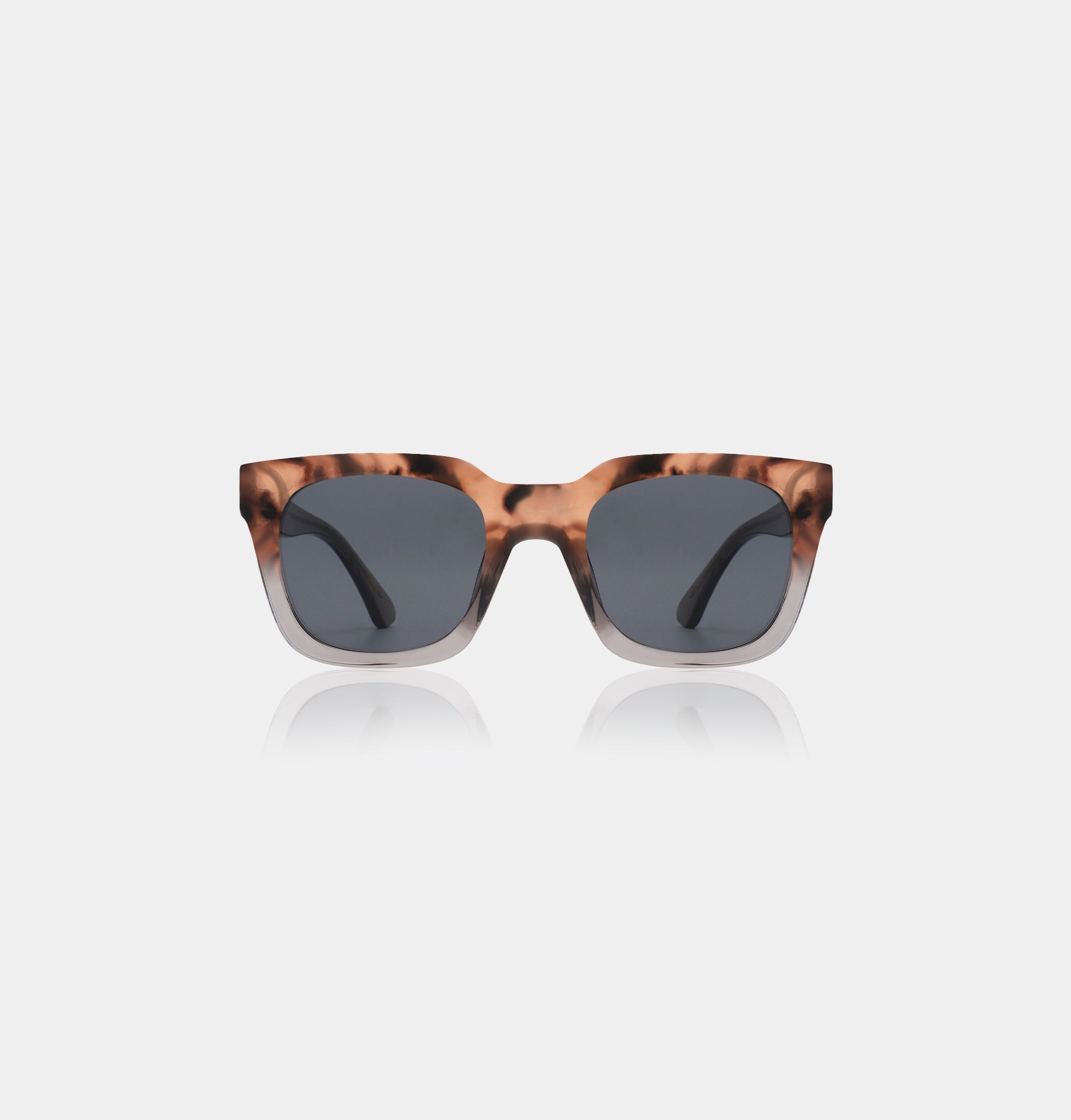 Square frame sunglasses in two tone tortoiseshell and grey finish