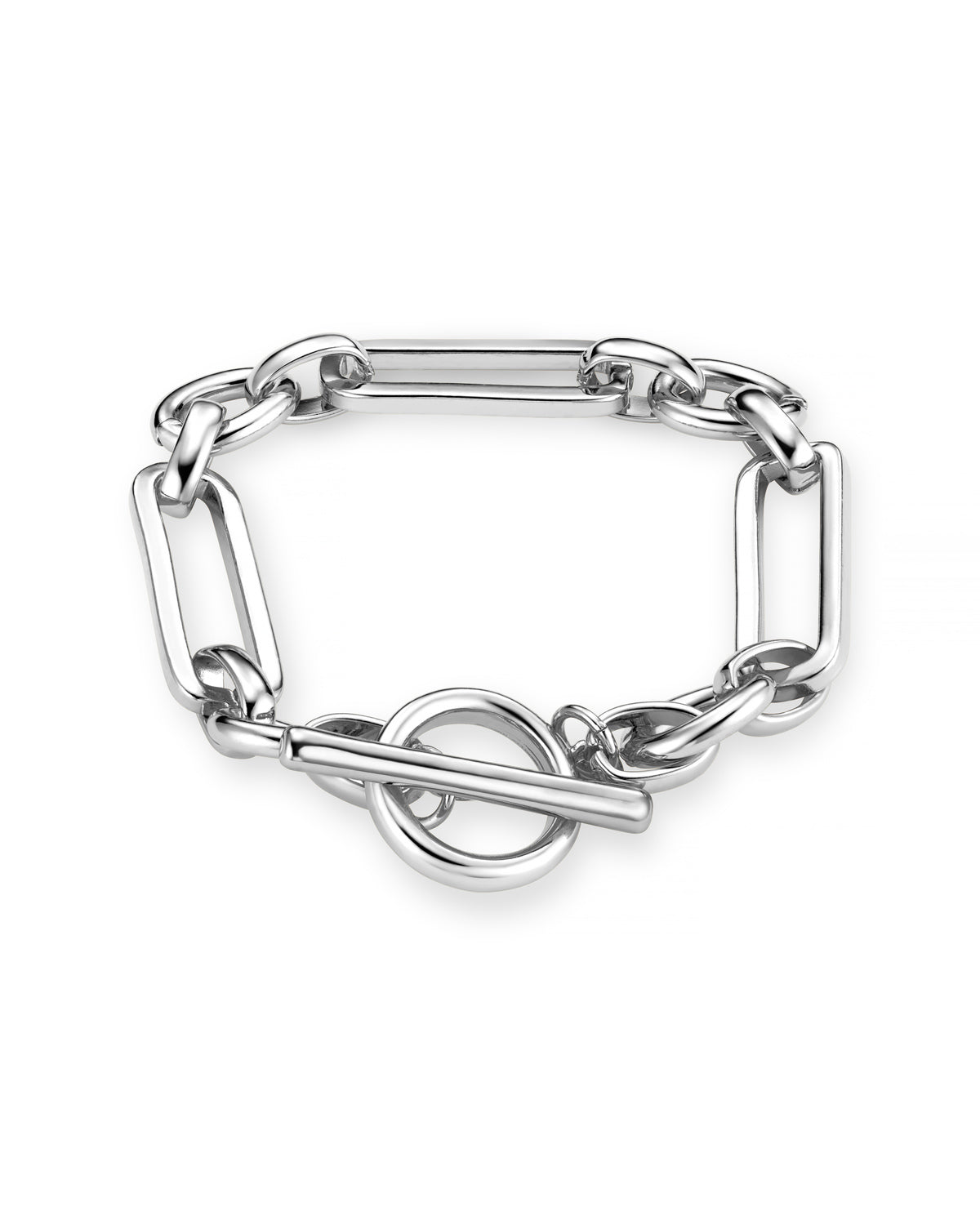 RECTANGULAR LINK T-BAR BRACELET SILVER