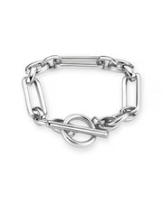 RECTANGULAR LINK T-BAR BRACELET SILVER