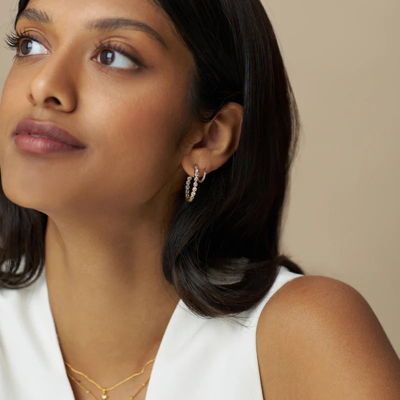 CRYSTAL TENNIS MID SIZE HOOPS GOLD