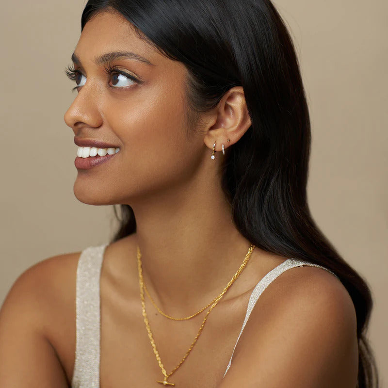 PAVE MICRO & OPAL DROP EARRINGS GOLD