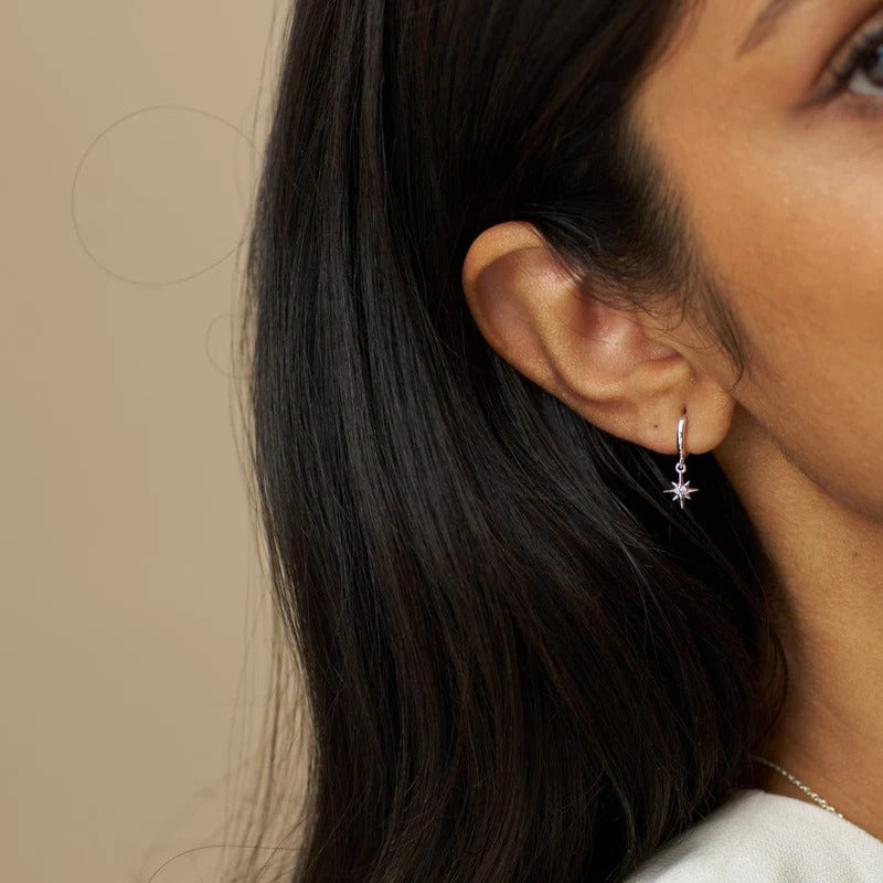 CRYSTAL STARBURST MICRO HOOPS GIFT BOX SILVER