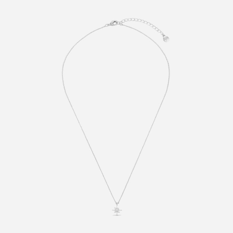 Silver necklace with a small star pendant on a white background